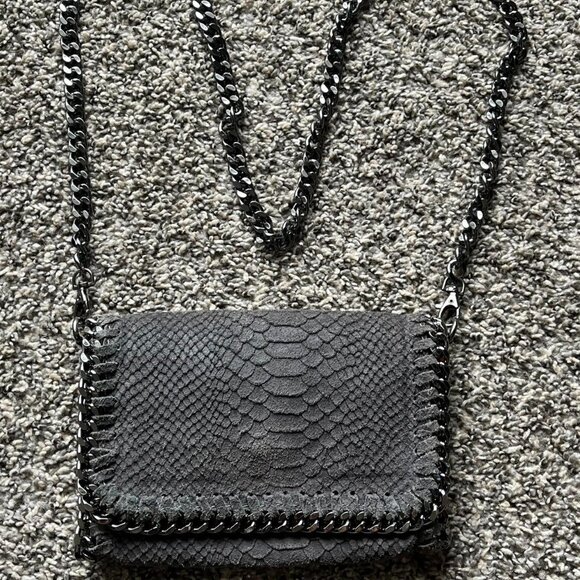 Borse in Pelle Handbags - Vintage Borse in Pelle Genuine Leather Gray Snakeskin Print Crossbody Bag Grunge